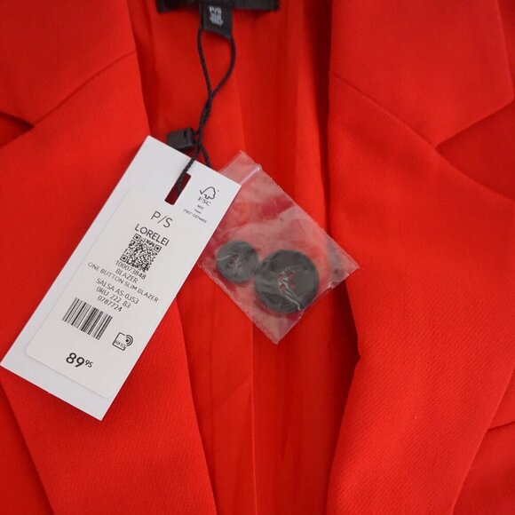 Dynamite Lorelei Salsa Red One Button Slim Blazer P/S NWT - Picture 11 of 11